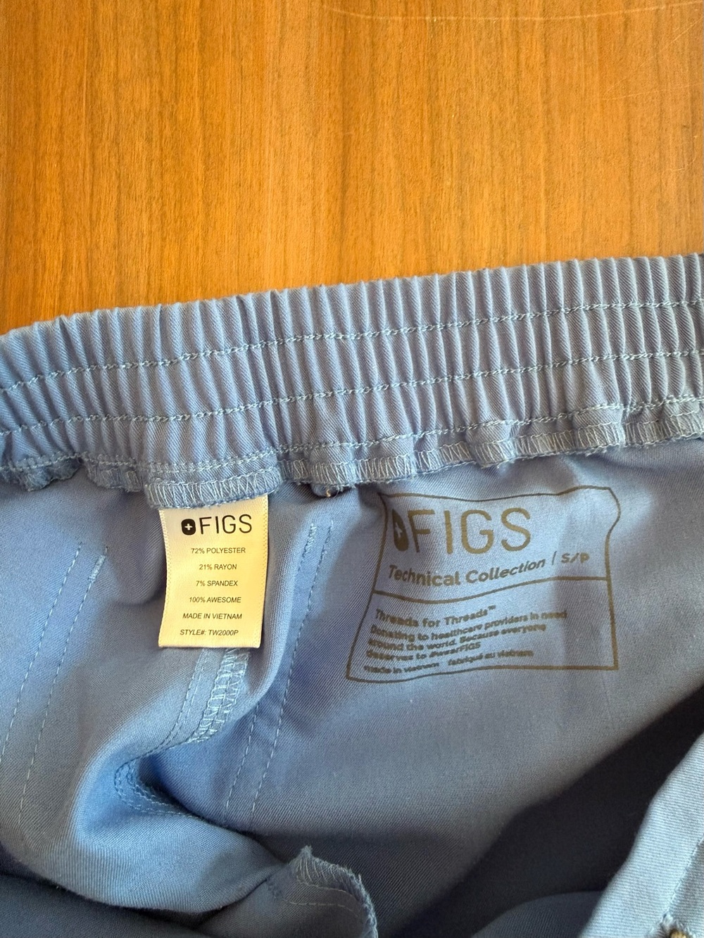 Figs Yola Elastic Waistband Skinny Scrub Pants Ceil Blue - Picture 7 of 7